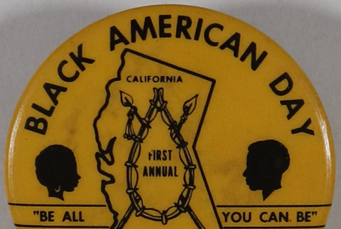 Black American Day pin (ddr-densho-433-916)