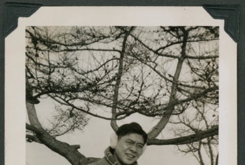 Photo of Tsutomu Fukuyama in winter (ddr-densho-483-401)