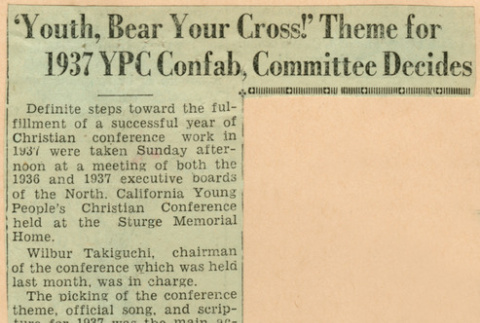 Clipping re: theme for 1937 YPC conference (ddr-densho-341-105)