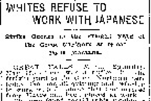 Whites Refuse to Work With Japanese. Strike Occurs in the Freight Yard of the Great Northern at Great Falls, Montana. (May 20, 1906) (ddr-densho-56-62)