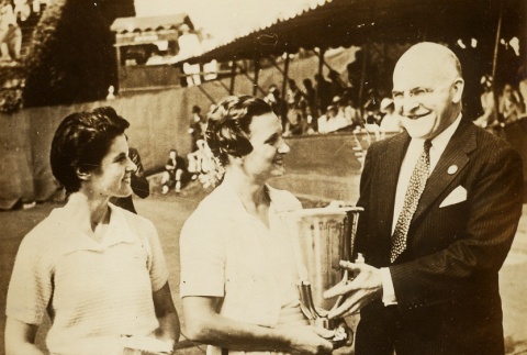 Helen Jacobs awarded a trophy (ddr-njpa-1-719)