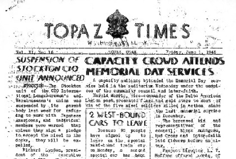 Topaz Times Vol. XI No. 16 (June 1, 1945) (ddr-densho-142-410)