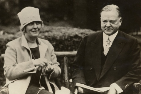 Herbert and Lou Henry Hoover seated in a garden (ddr-njpa-1-604)