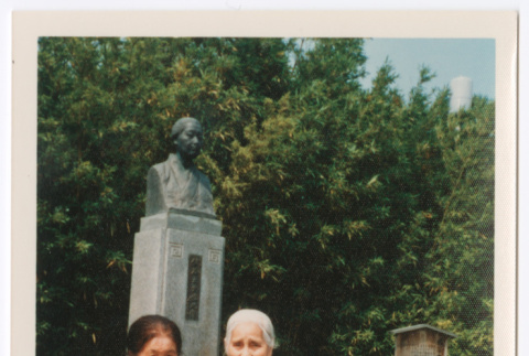 Mitsuye Yabe and Friend Next to Bust (ddr-ohs-1-197)
