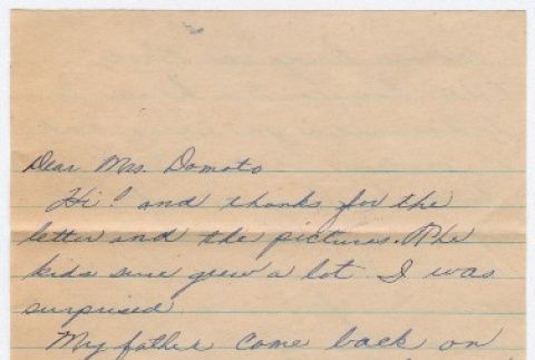 Letter to Sally Domoto from Elsie Panikawa (ddr-densho-329-286)