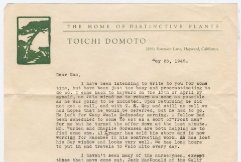 Letter to Kan Domoto from Toichi Domoto (ddr-densho-329-438)