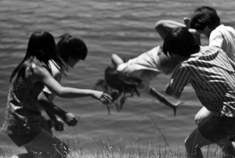 Throwing Julie Asami in the lake (ddr-densho-336-571)