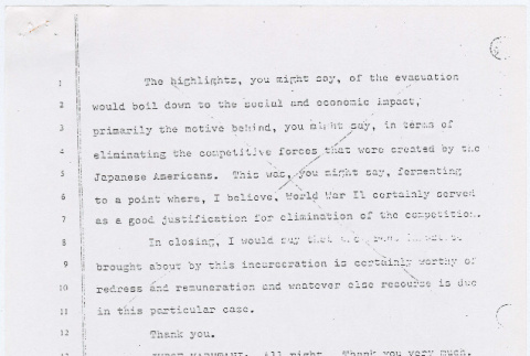 Testimony of Marshall M. Sumida before the Commission on Wartime  Relocation and Internment of Civilians (ddr-densho-379-53)