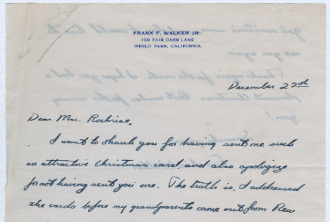 Letter from Frank Walker to Agnes Rockrise (ddr-densho-335-359)