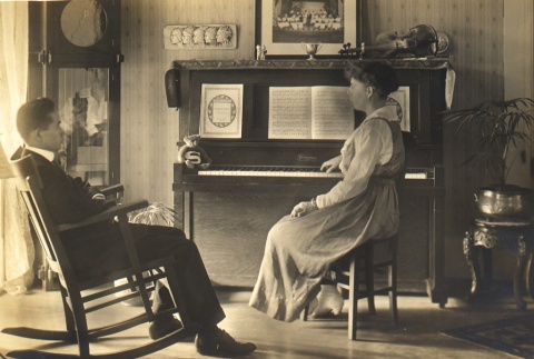 Torao Kawasaki and his wife with a piano (ddr-njpa-4-562)