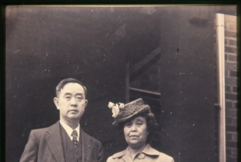 Man and woman on steps of building (Maryknoll) (ddr-densho-330-33)