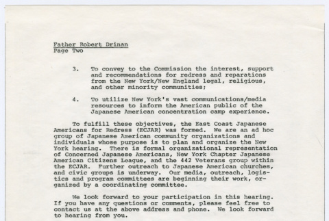 Carbon copy of page 2 of letter to Father Robert F. Drinan Brooke from Sasha Hohri and Michi Kobi (ddr-densho-352-497)