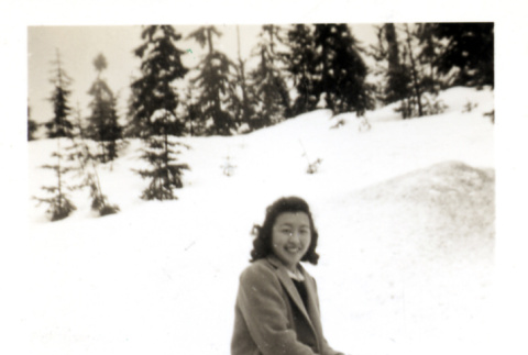 Girl in snow (ddr-densho-153-11)