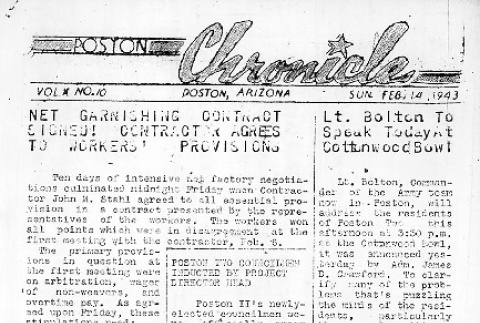 Poston Chronicle Vol. X No. 10 (February 14, 1943) (ddr-densho-145-242)