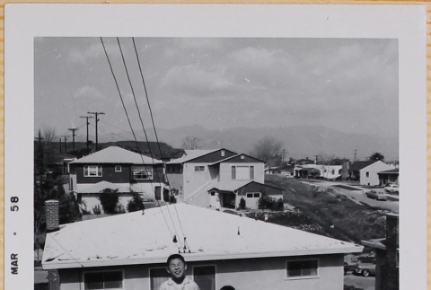 William, Susan and Leslie Shiomi behind house (ddr-densho-522-484)