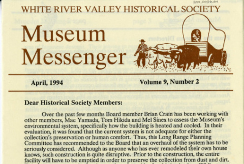 Issue of the White River Valley Historical Society Newsletter, the Museum Messenger. Vol. 9, Issue 2 (ddr-densho-474-164)