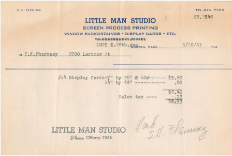 Invoice from Little Man Studio (ddr-densho-319-559)
