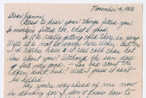 Letter to Jeanne Kojima from Robert 
