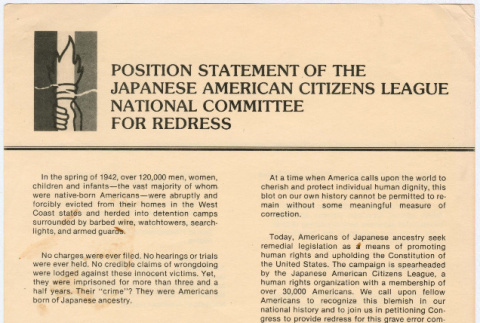 Position Statement of the Japanese American Citizens League National Committee for Redress (ddr-densho-352-176)