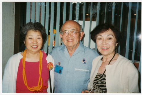 Bill and Tomi Iino with woman at reunion (ddr-densho-368-434)