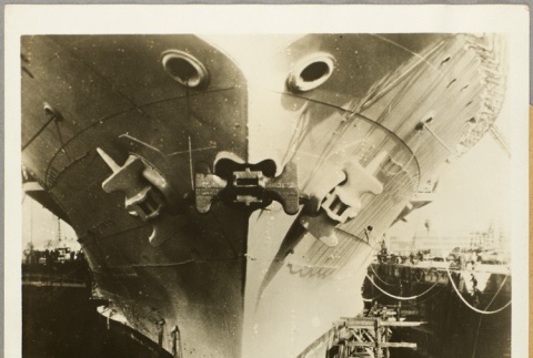 The USS Saratoga in a shipyard (ddr-njpa-13-139)