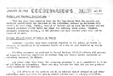 Heart Mountain Coordinator's Bulletin No. 10 (January 26, 1945) (ddr-densho-97-555)