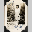 Woman standing bushes (ddr-densho-587-53)