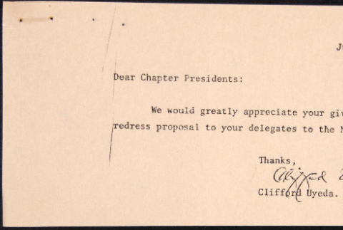 Letter to Chapter Presidents from Clifford Uyeda (ddr-chijacl-1-36)