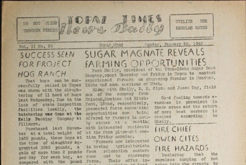Topaz Times Vol. II No. 20 (January 25, 1943) (ddr-densho-142-81)