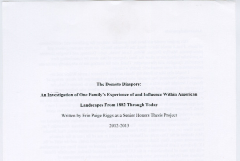 The Domoto Diaspore:  An Investigation of One Family's Experience of and Influence Within American Landscapes From 1882 Through Today (ddr-densho-329-1215)