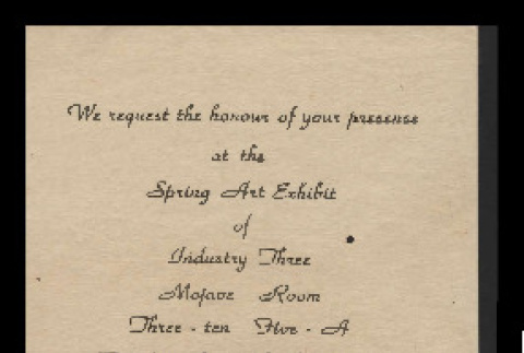 Invitation to the spring art exhibit at Poston II High School (ddr-csujad-55-1886)