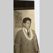 Chuck Mau wearing leis (ddr-njpa-2-682)