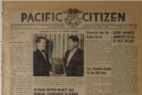 Pacific Citizen, Vol. 50 No. 8 (February 19, 1960) (ddr-pc-32-8)