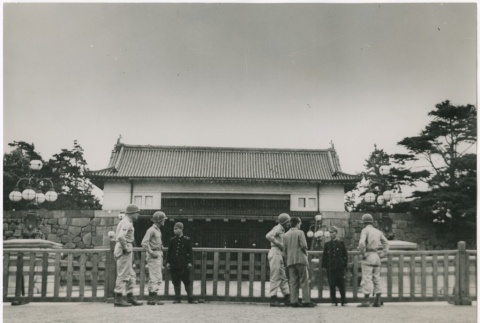 American GIs help guard the Imperial Palace grounds (ddr-densho-299-140)