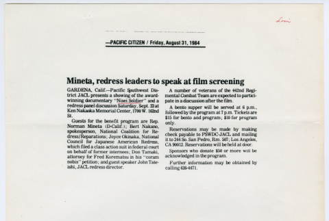 Pacific Citizen Nisei Soldier clipping (ddr-densho-1007-1012)