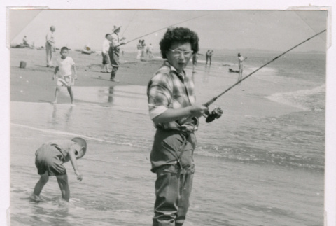 Mitzi (Nakahara) Isoshima fishing (ddr-densho-477-348)