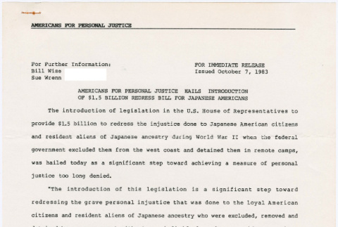 Press Release from Americans for Personal Justice (ddr-densho-122-299)