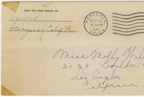 Letter (with envelope) to Molly Wilson from Chiyeko Akahoshi (May 14, 1944) (ddr-janm-1-111)