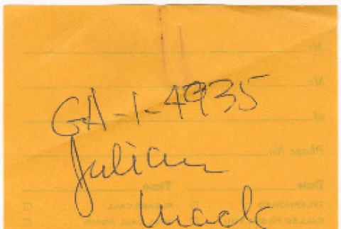 Handwritten note on back of memo slip (ddr-densho-424-887)