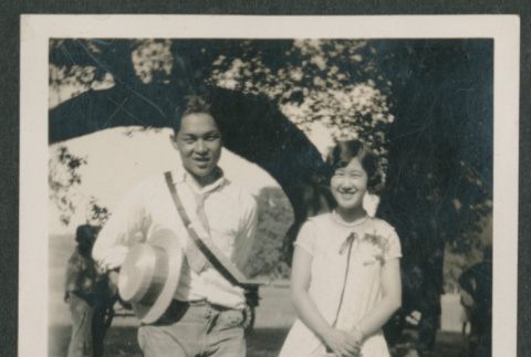 couple in park (ddr-densho-378-453)