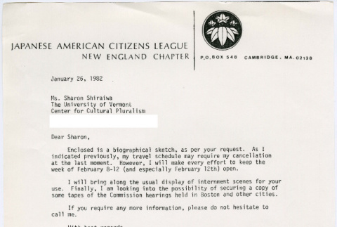 Letter from David Sakura to Sharon Shiraiwa (ddr-densho-523-704)