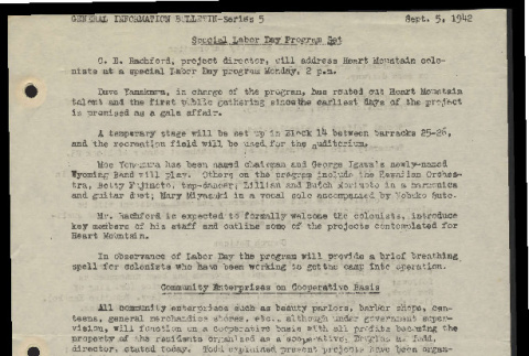 General information bulletin (Cody, Wyo.), series 5 (September 5, 1942) (ddr-csujad-55-641)