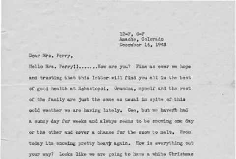 Letter from Kazuo Ito to Lea Perry, December 14, 1943 (ddr-csujad-56-57)