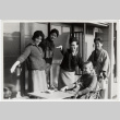 Group of five women outside house (ddr-densho-426-465)