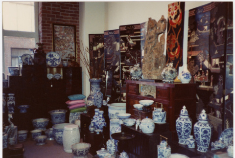 Display of blue and white ceramics (ddr-densho-424-869)