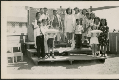 Group of children at Minidoka incarceration camp (ddr-csujad-32-15)