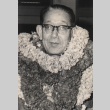 Kunizo Matsuo wearing leis (ddr-njpa-4-886)