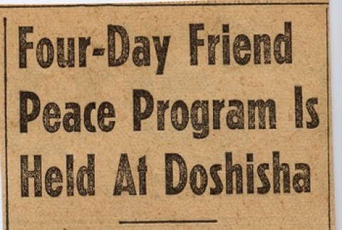 Article regarding Theodore Richards and dedication of the Friend Peace House in Kyoto (ddr-njpa-2-1103)
