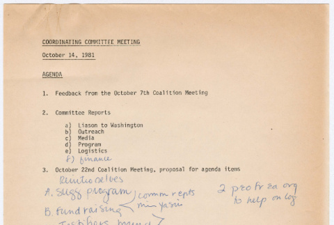 Coordinating Committee Meeting Agenda and notes (ddr-densho-352-530)