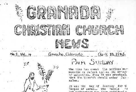 Granada Christian Church News Vol. I No. 14 (April 15, 1943) (ddr-densho-147-311)